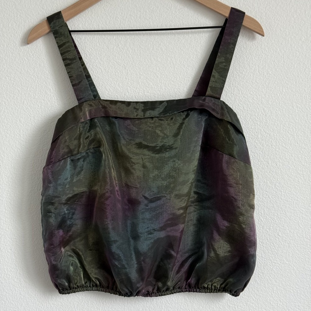 VTG 90s Grunge Iridescent Sheer Overlay Cami Top Goblincore Fairycore Whimsigoth